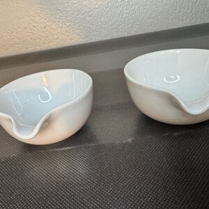 Set of Two White Ceramic Bowls